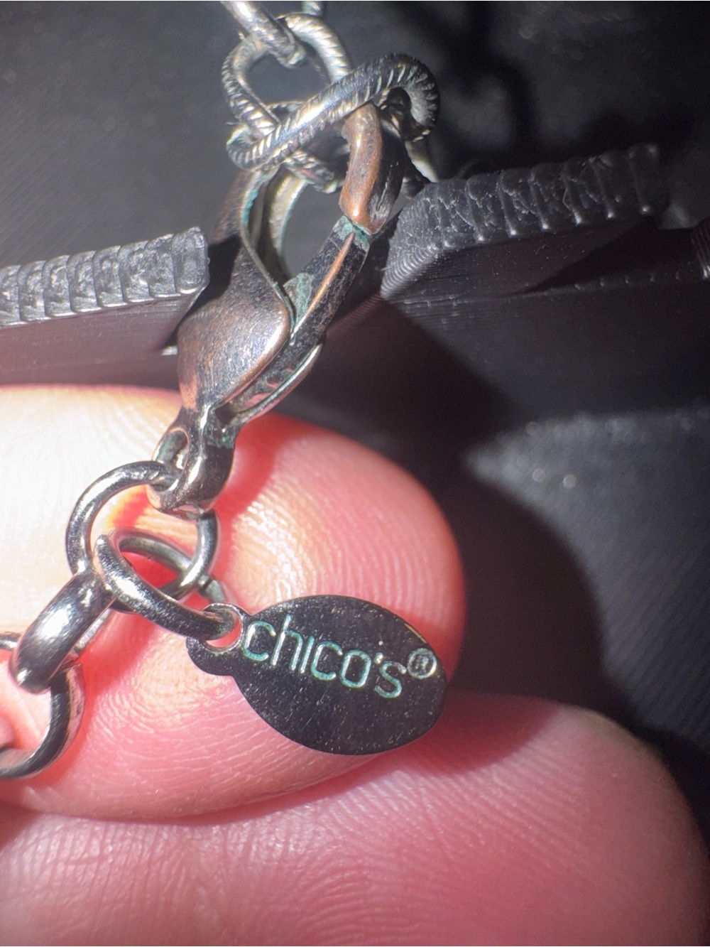 Chico's Purple, Clear, Black & Gun Metal Beaded Charm Necklace NWOT - Picture 3 of 9
